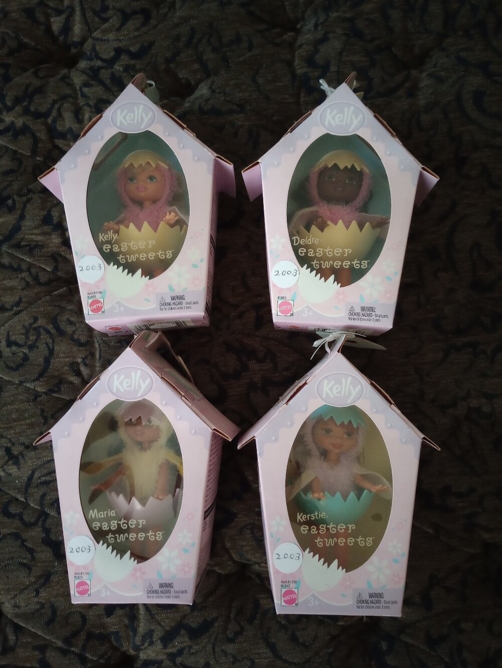 Lot Of 4 Barbie's Sister Kelly 4" Easter Tweets Dolls By Mattel 2004-New In Pack